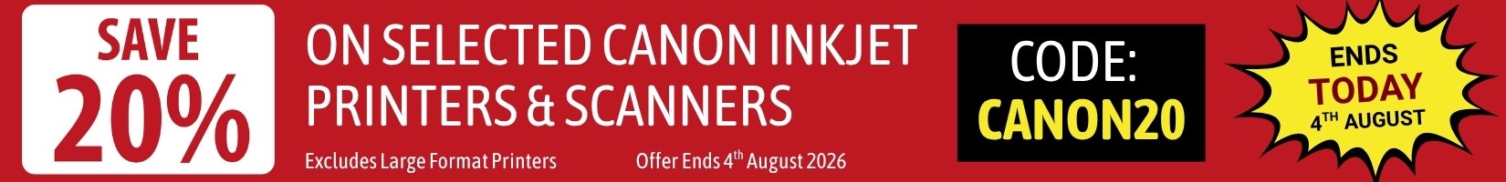 20% Off Selected Canon Printers & Scanner