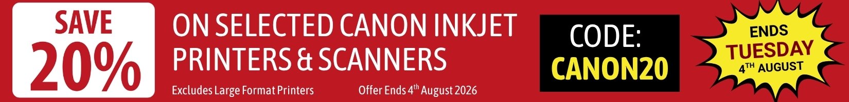 20% Off Selected Canon Printers & Scanner