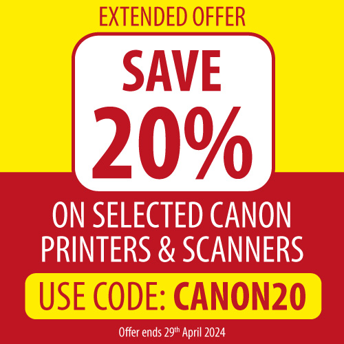 Save 20% on selected Canon printers & scanners with code CANON20