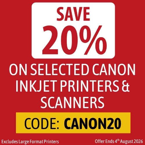 Save 20% On Selected Canon Inkjet Printers & Scanners. Use codCode: CANON20. Offer ends 4th August 2026