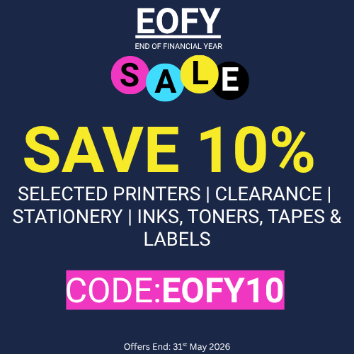 End Of Financial Year Sale. Save 10% on selected printers, clearance, stationery, inks, toners, tapes and labels with the code EOFY10. Ends 31st May 2026