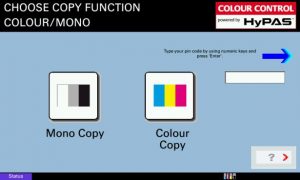 screenshot of kyocera hypass colour control interface