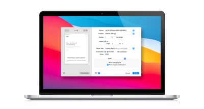 Mac-print-dialog Apple macBook Showing The AirPrint App