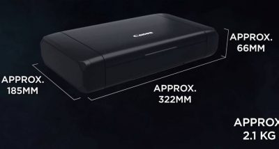 Canon PIXMA TR150 showing dimensions