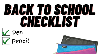 Back To School CheckList Thumbnail Showing Pens and Pencils Ticked