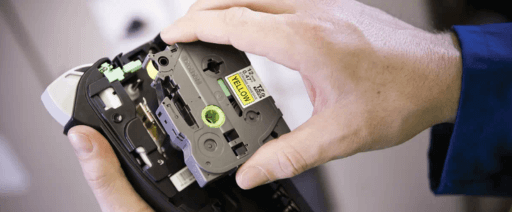 Hand loading a Brother P-Touch label printer with a TZe tape