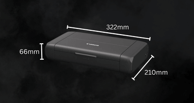 Canon MAXIFY BX110 Dimensions. 66mm high, 322mm wide and 210mm deep