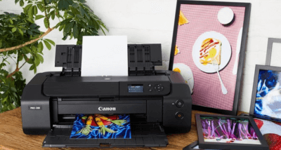 canon-pro-200-on-desk Canon PIXMA Pro-200 On Desk With Print Examples