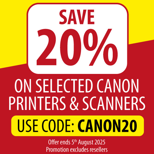 Save 20% on selected Canon printers & scanners with code CANON20 Promotion excludes resellers