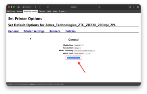 CUPS website, change the options required, then click "Set Default Options"