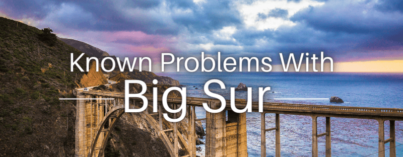 Known Problems from Printing with Big Sur