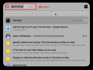 macOS, open Spotlight and search for "Terminal"