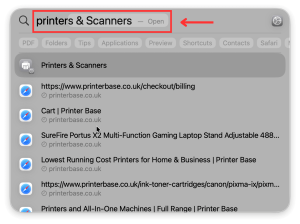 Open Spotlight and search "Printers & Scanners"