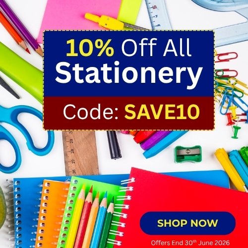 10% Off All Stationery with code: SAVE10. Ends 30th June 2026